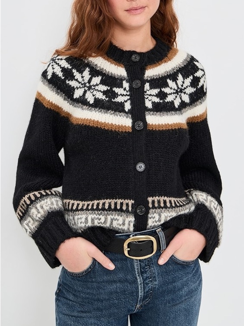 THE GREAT Snowflake Ice Rink Alpaca Cardigan, size 2 (Med)